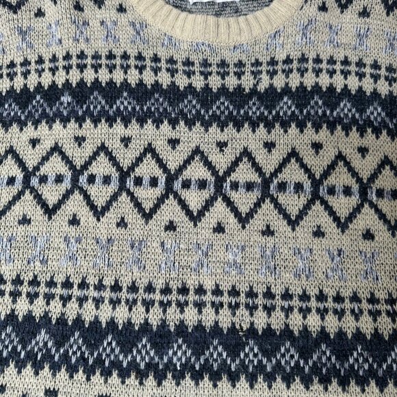 Vintage Valenhan Sweater Mens XL 100% Acrylic Beige & Navy Aztec Pattern - Picture 9 of 9